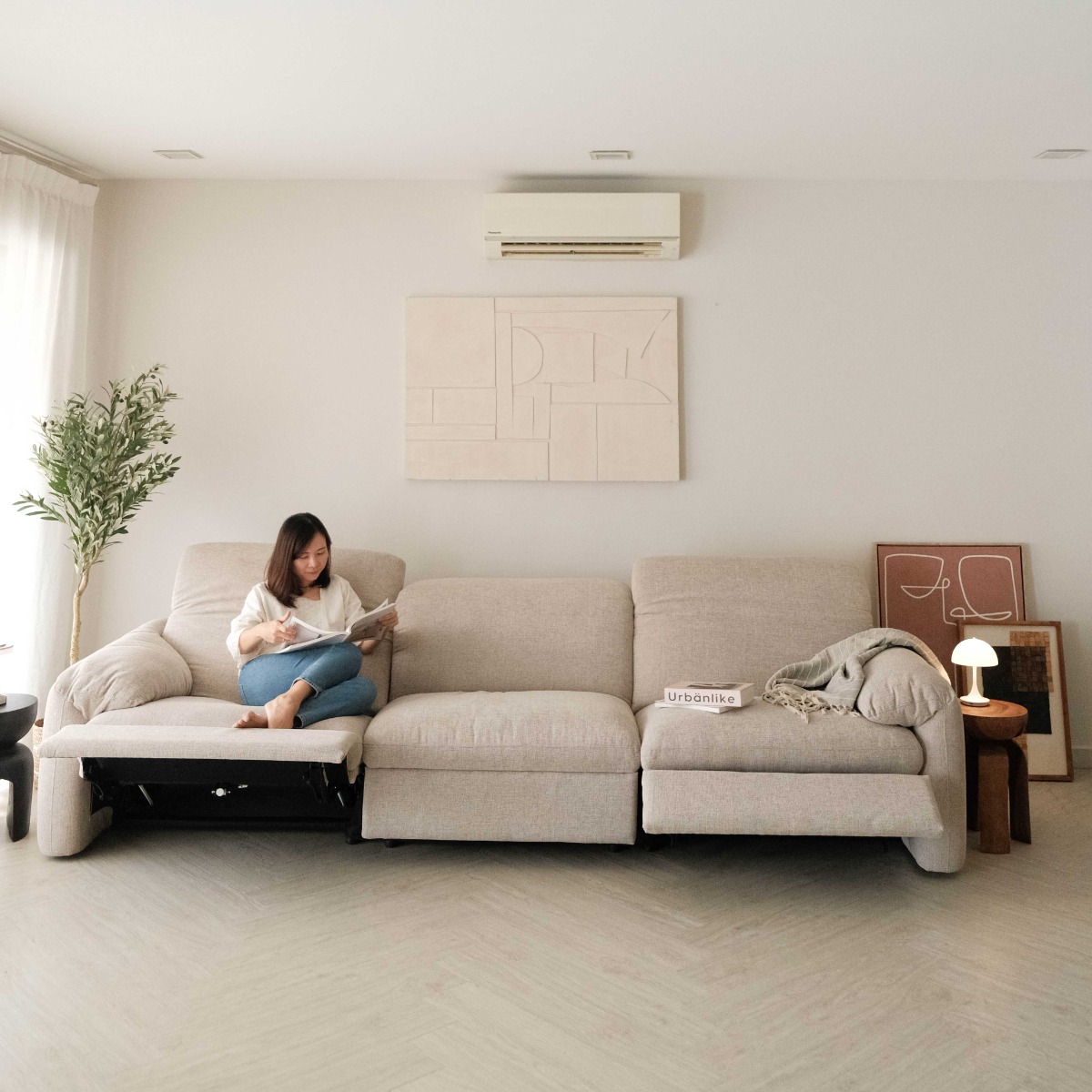 Kimberly Light Grey 4 Seater Power Reclining Sofa