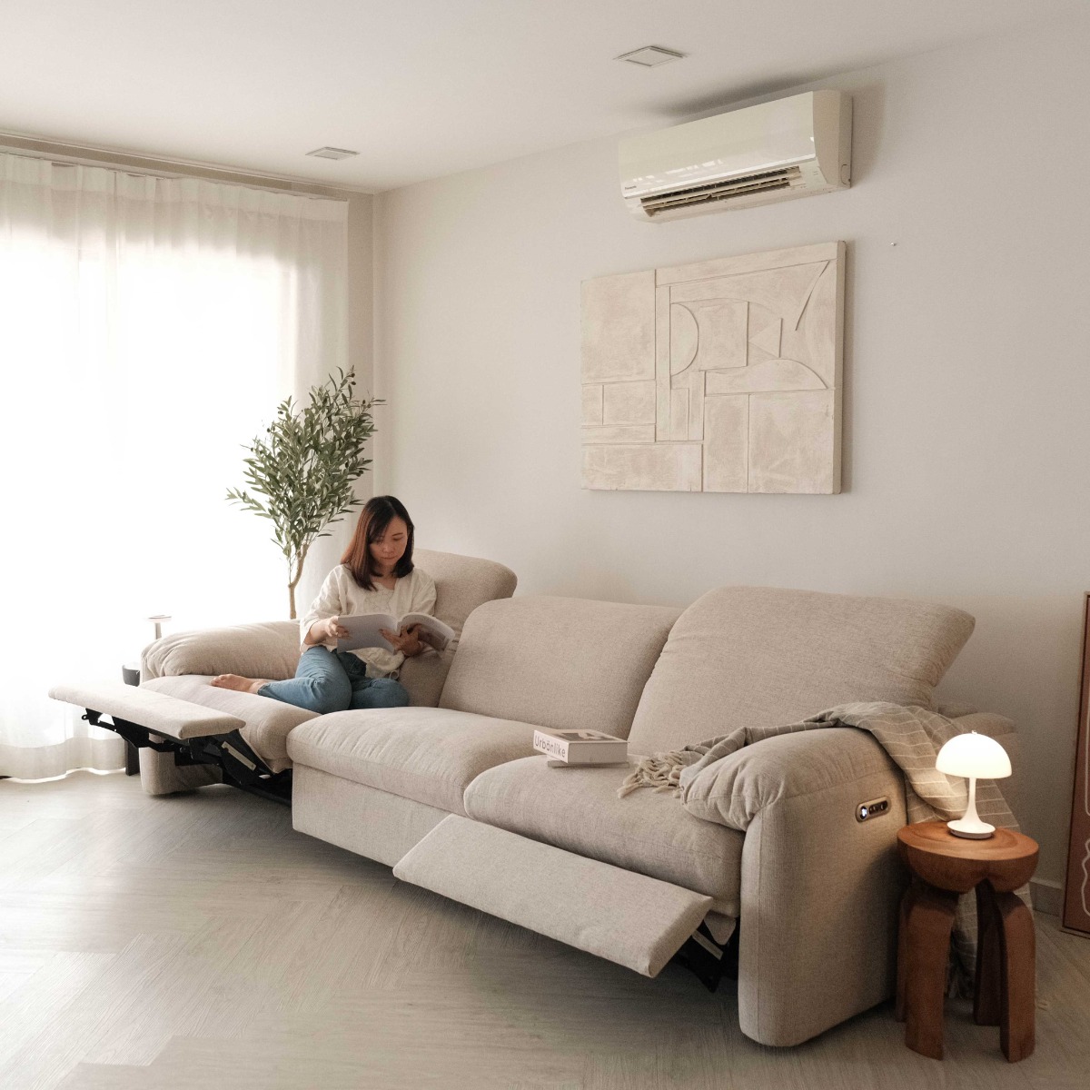 Kimberly Light Grey 4 Seater Power Reclining Sofa