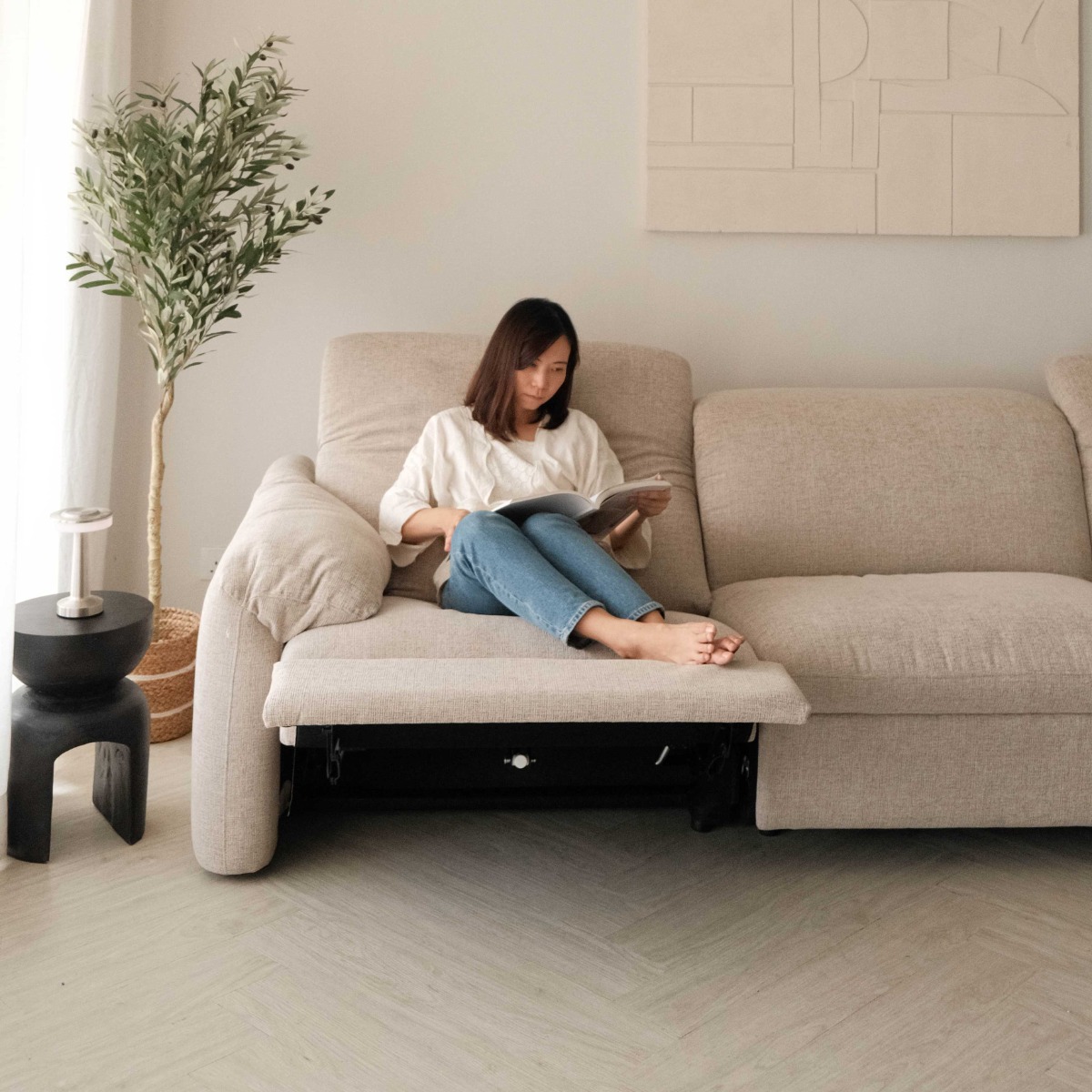 Kimberly Light Grey 4 Seater Power Reclining Sofa