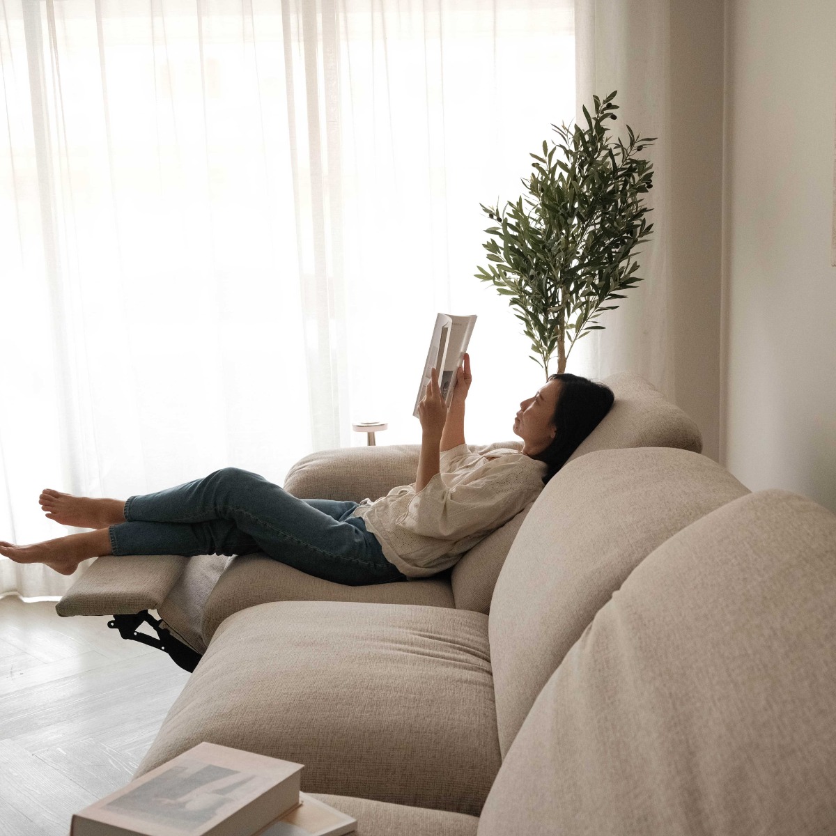 Kimberly Light Grey 4 Seater Power Reclining Sofa