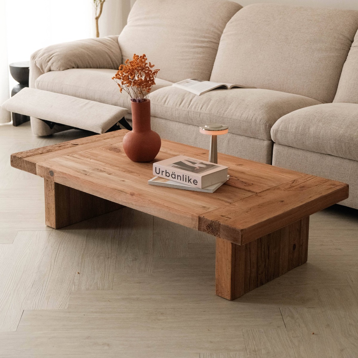 Reclaimed Wood Rectangular Coffee Table 135x70cm