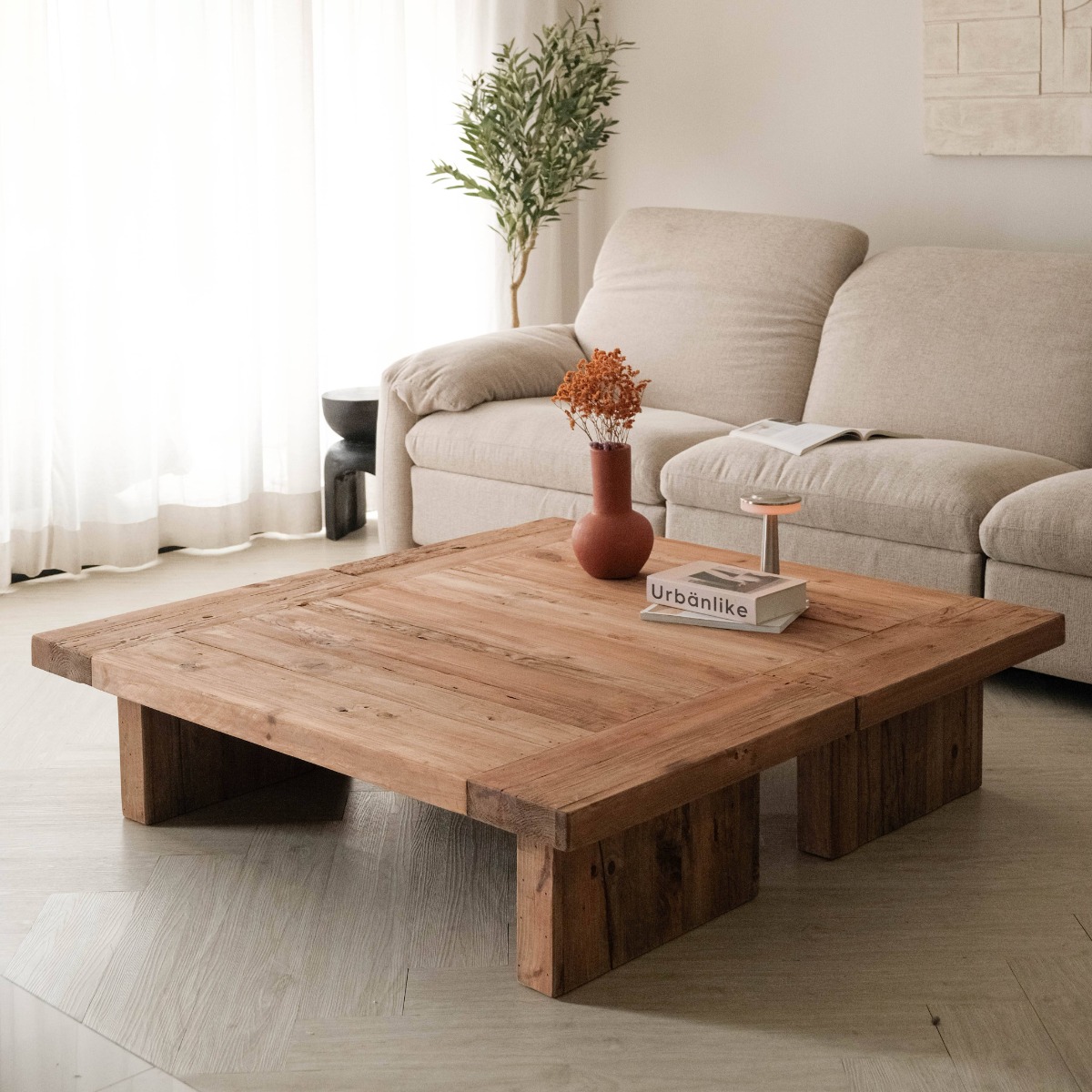 Reclaimed Wood Rectangular Coffee Table 135x70cm