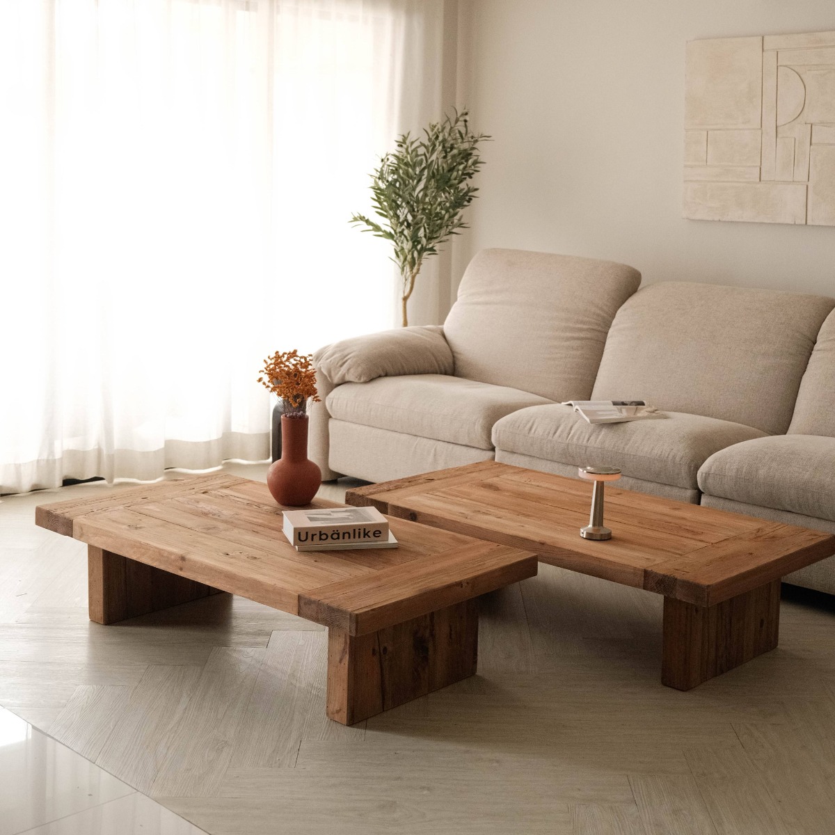 Reclaimed Wood Rectangular Coffee Table 135x70cm