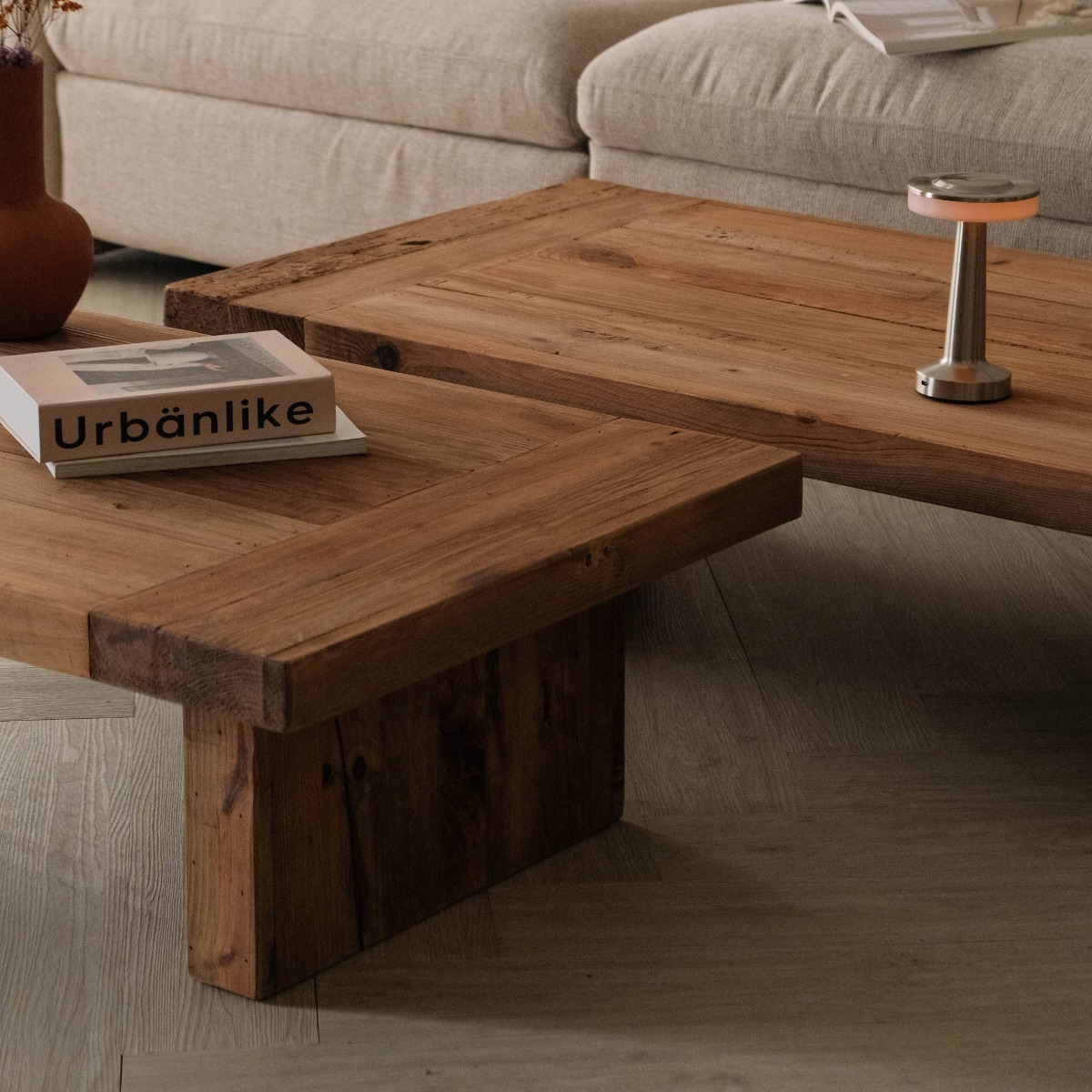 Reclaimed Wood Rectangular Coffee Table 135x70cm