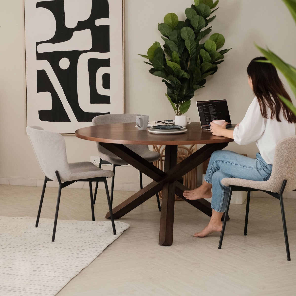 Ashton Walnut Round Dining Table