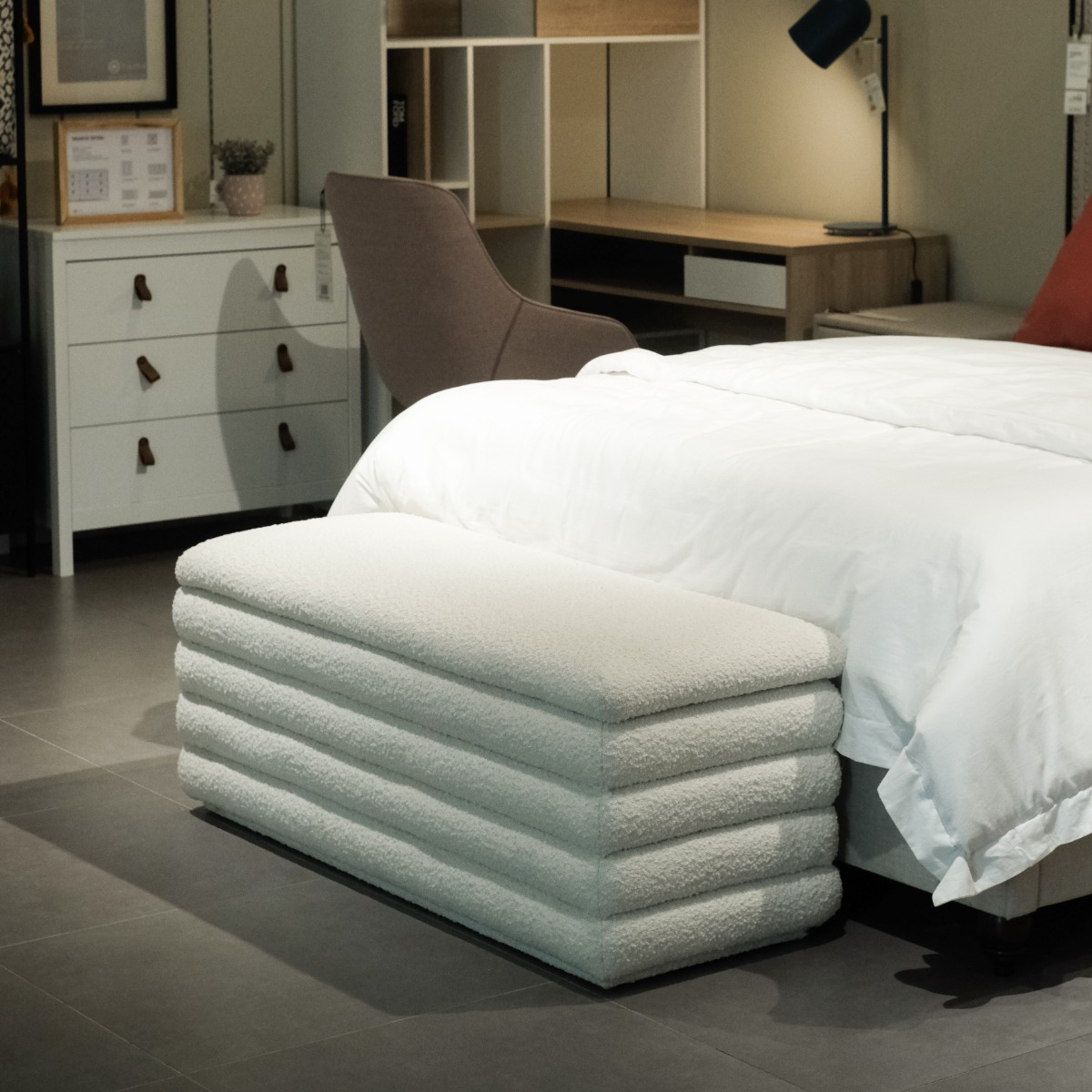 Khloe Cloud White Storage Bench