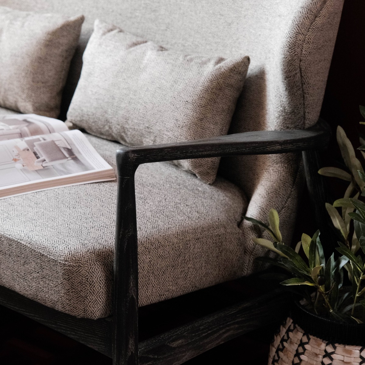 Paloma Retro Grey Wide Accent Chair