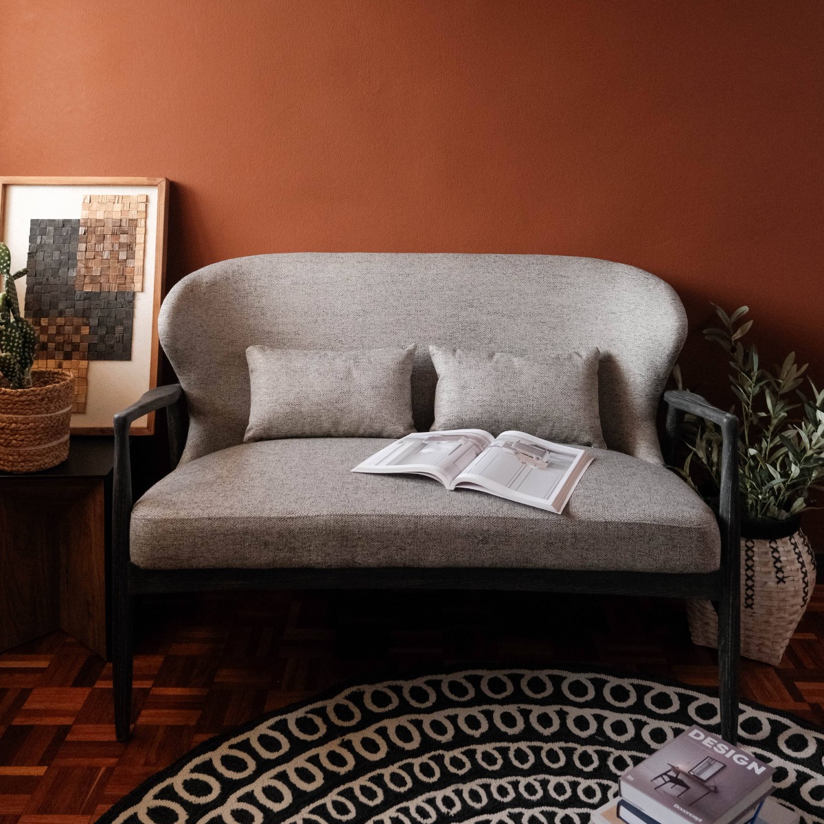Paloma Retro Grey Wide Accent Chair