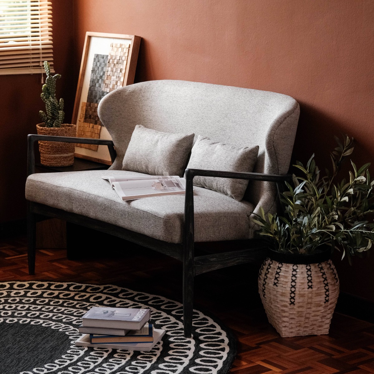 Paloma Retro Grey Wide Accent Chair
