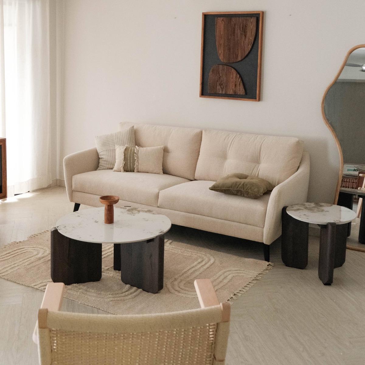 Thalia Light Beige 4 Seater Sofa