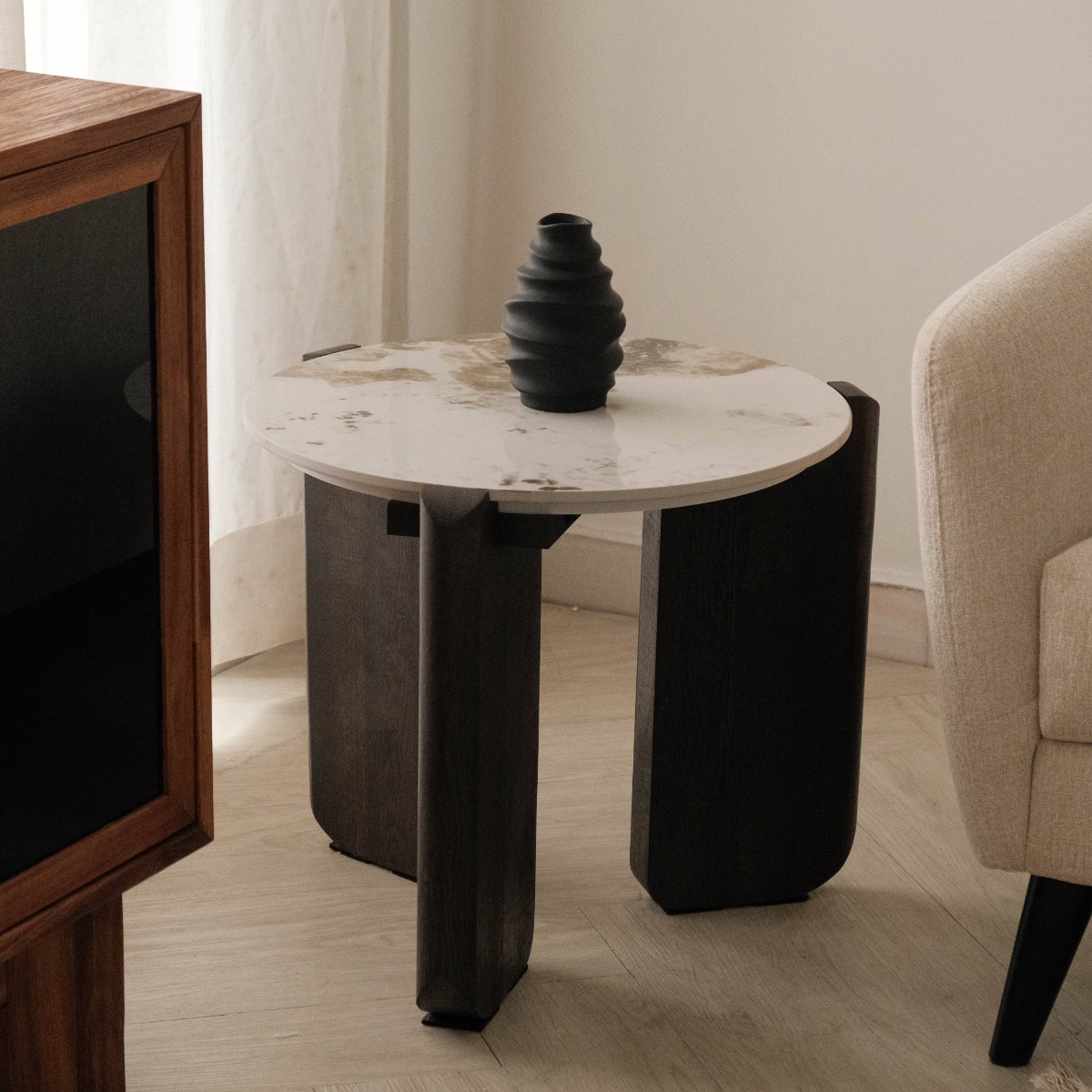 Juno Ceramic White Side Table