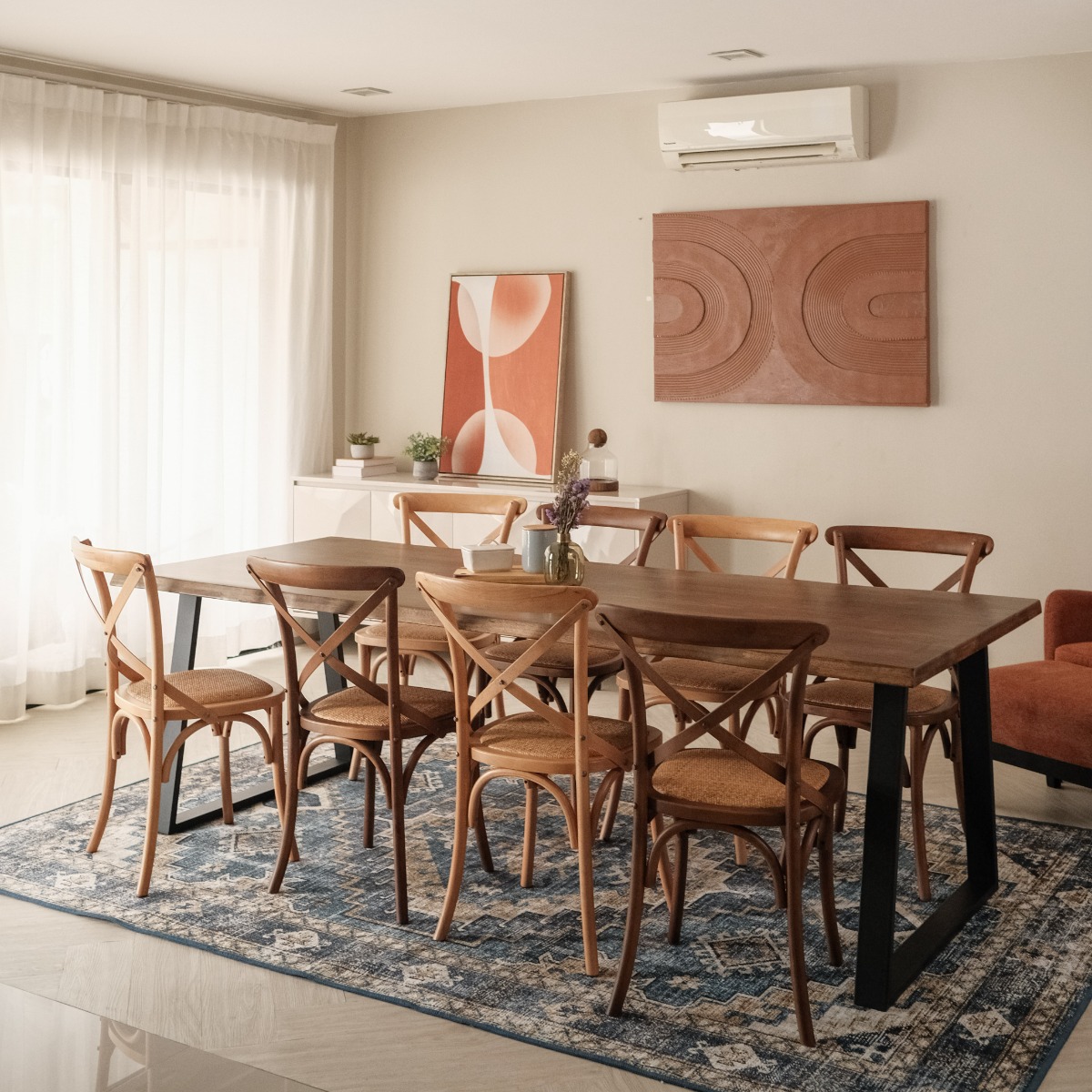 Fletcher Cedar Brown Faux Live Edge Dining Table 240cm