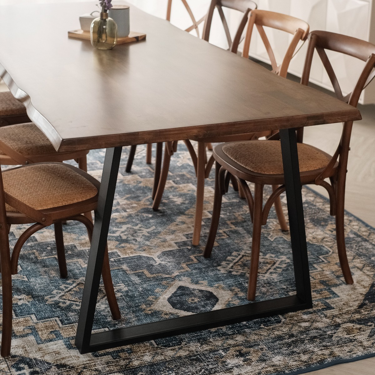 Fletcher Cedar Brown Faux Live Edge Dining Table 240cm