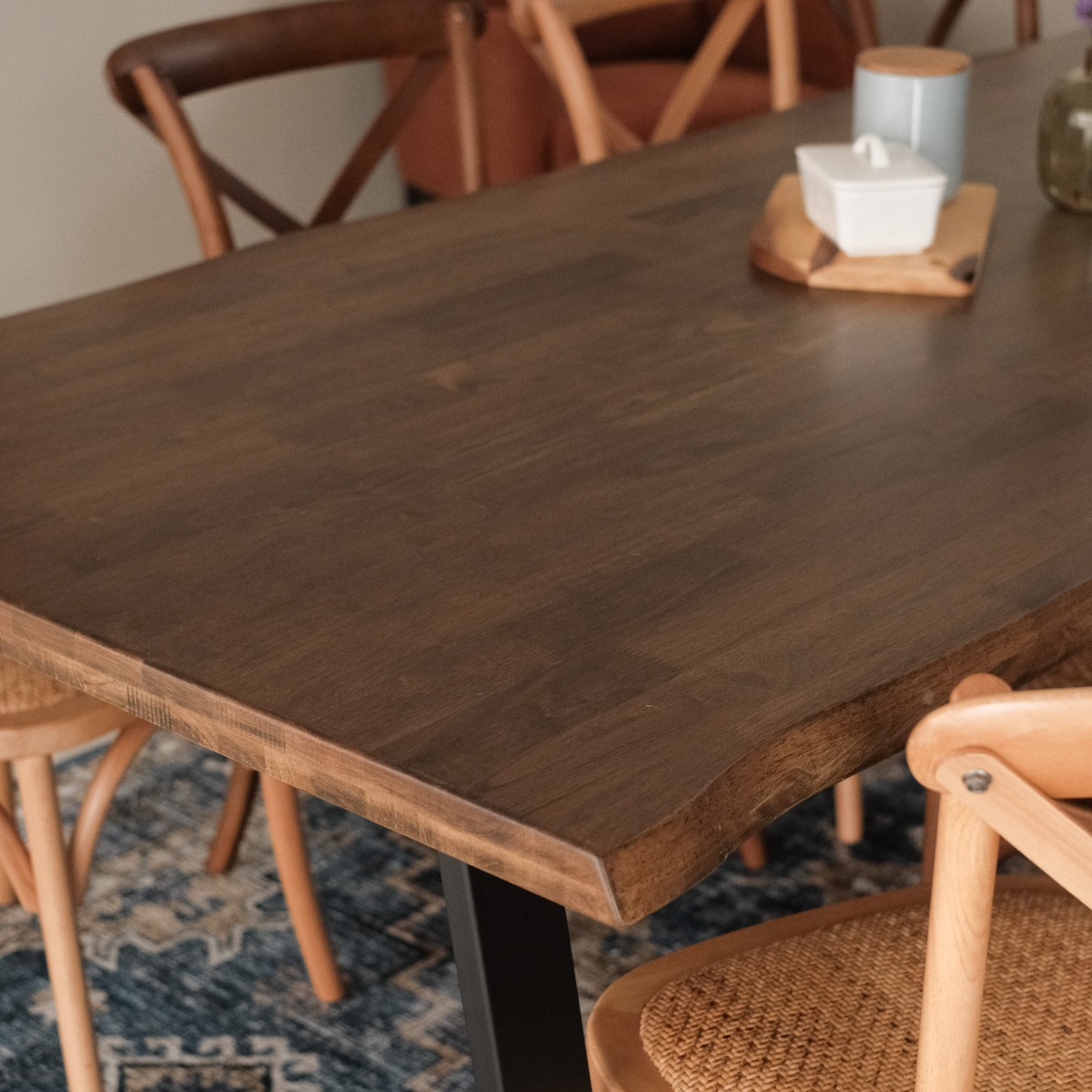 Fletcher Cedar Brown Faux Live Edge Dining Table 240cm