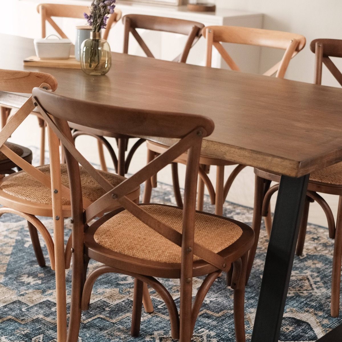 Cross Back Café Dining Chair Brown