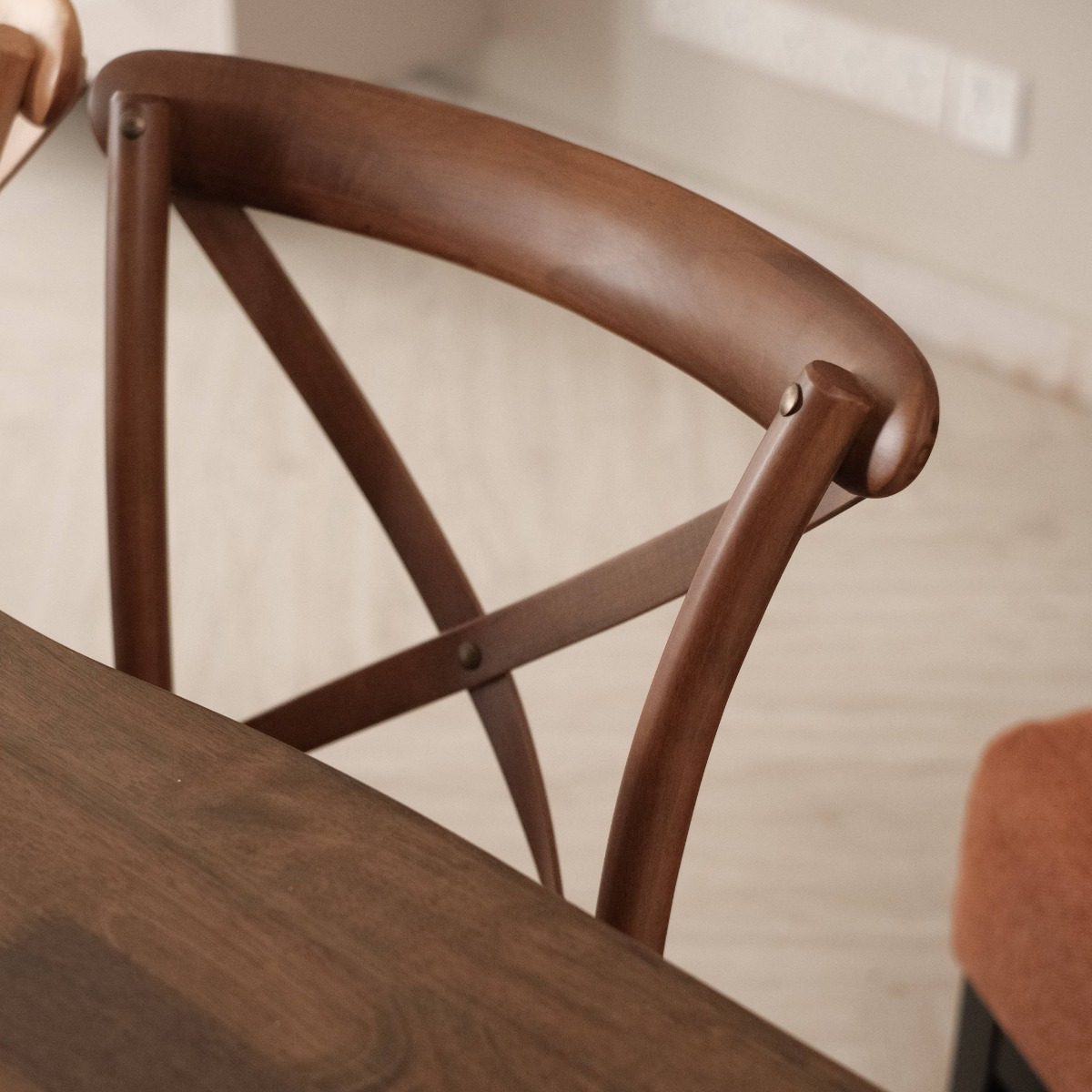Cross Back Café Dining Chair Brown