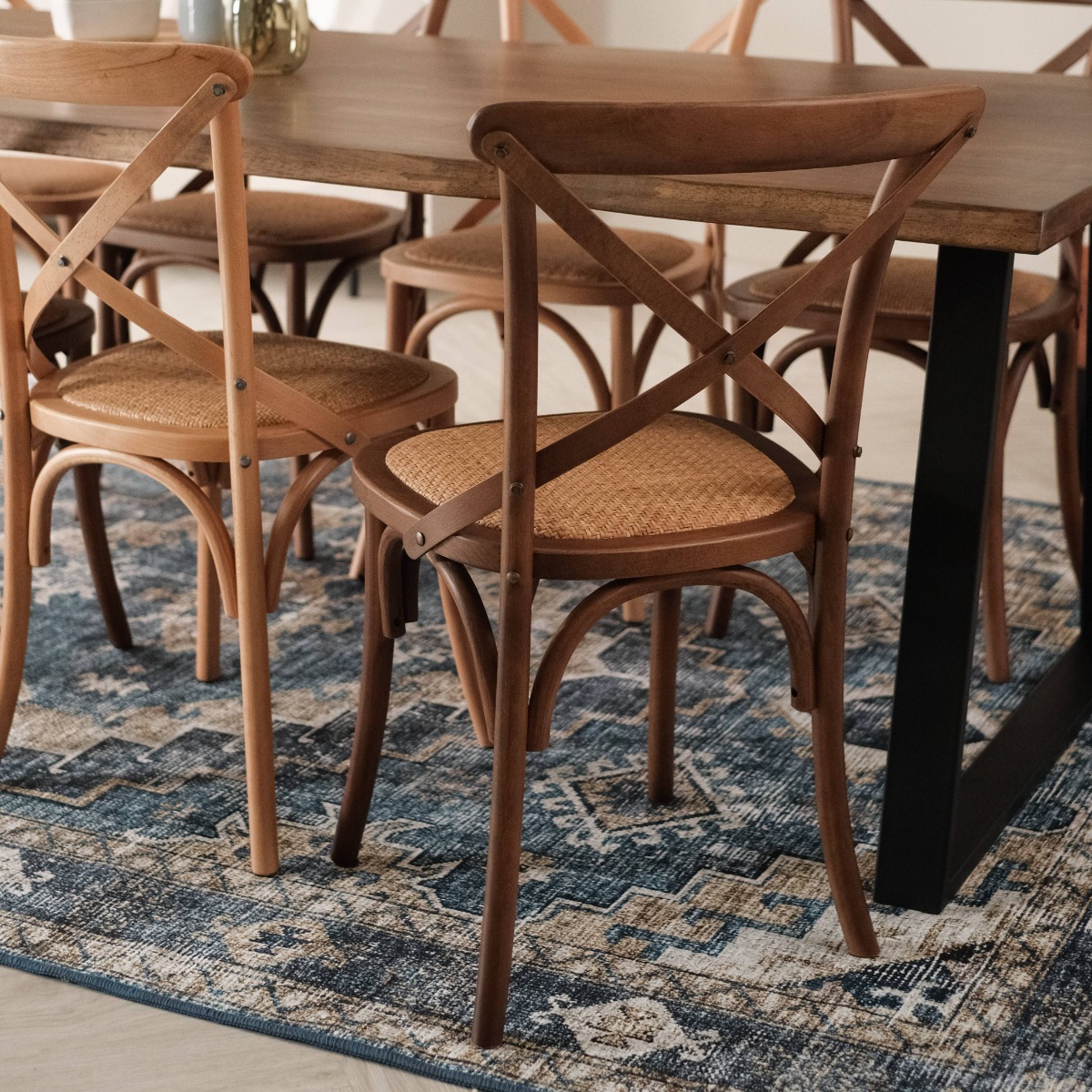 Cross Back Café Dining Chair Brown