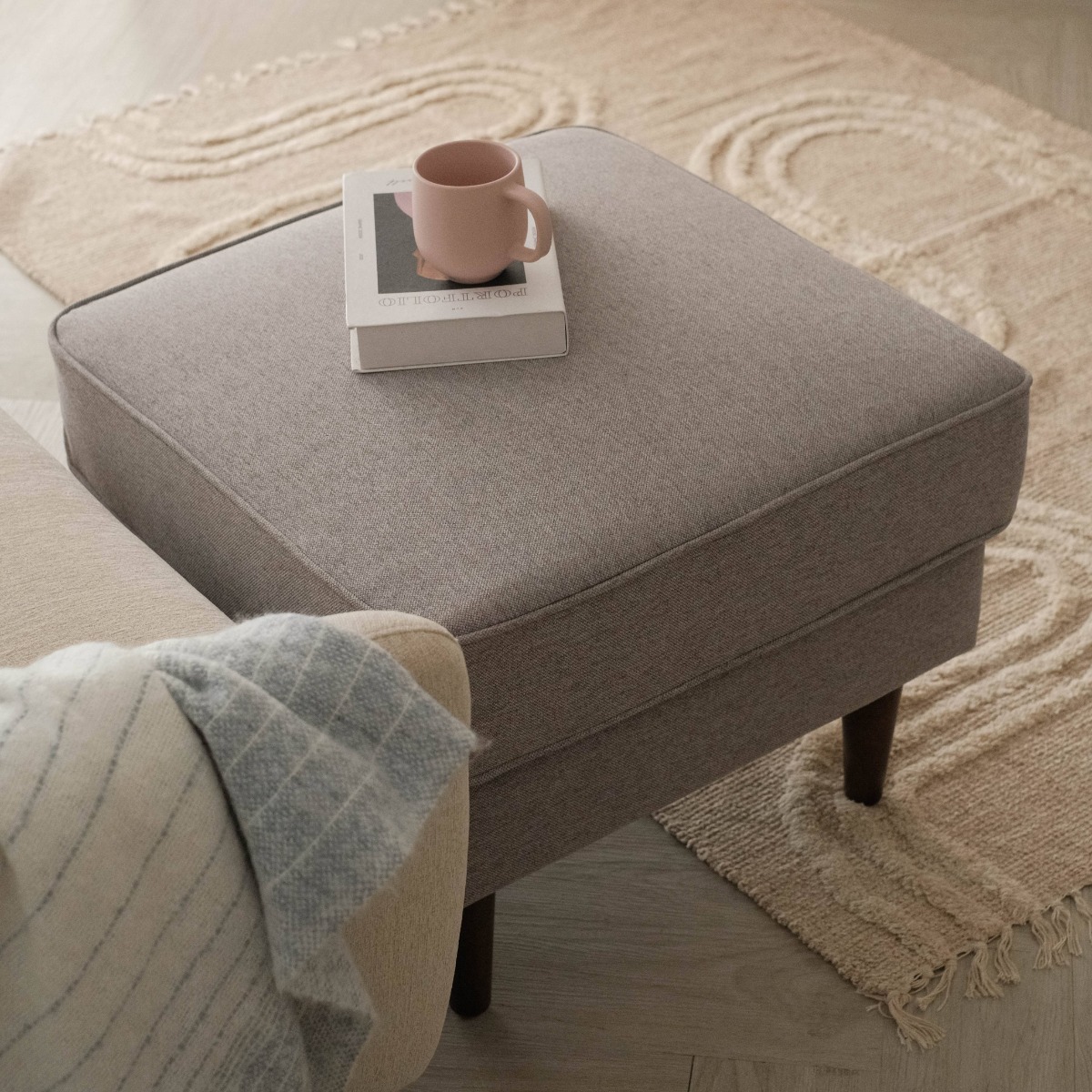Jane Light Grey Ottoman