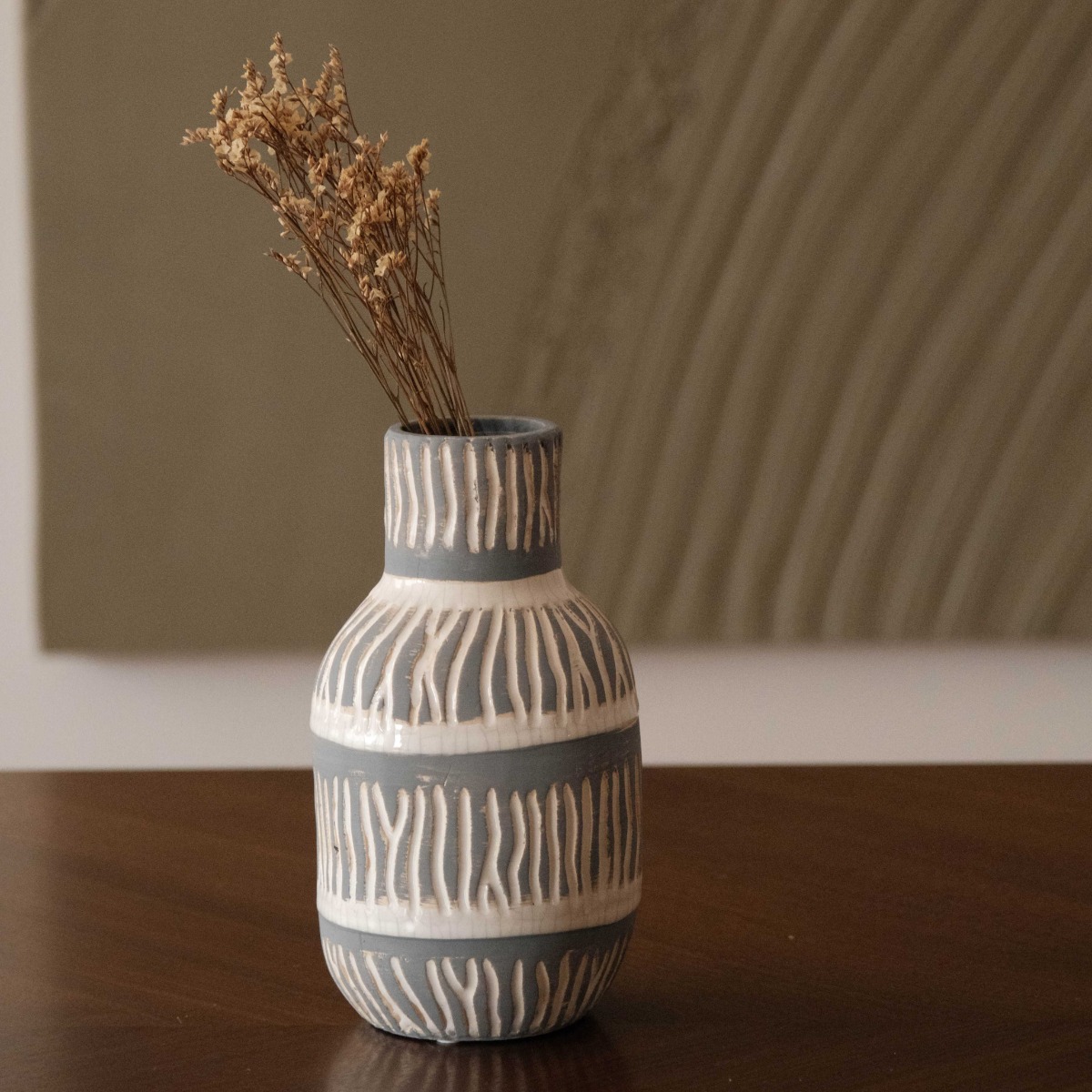Loui Tan & Black Ceramic Vase