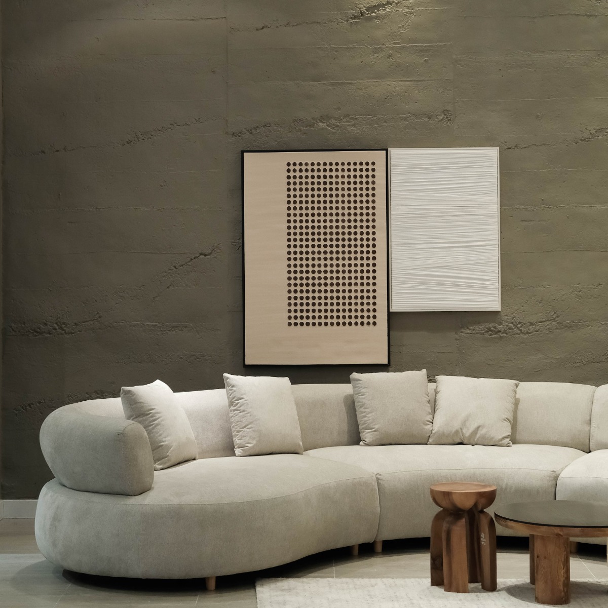 Cleona Sand Grey Curve Corner Sofa
