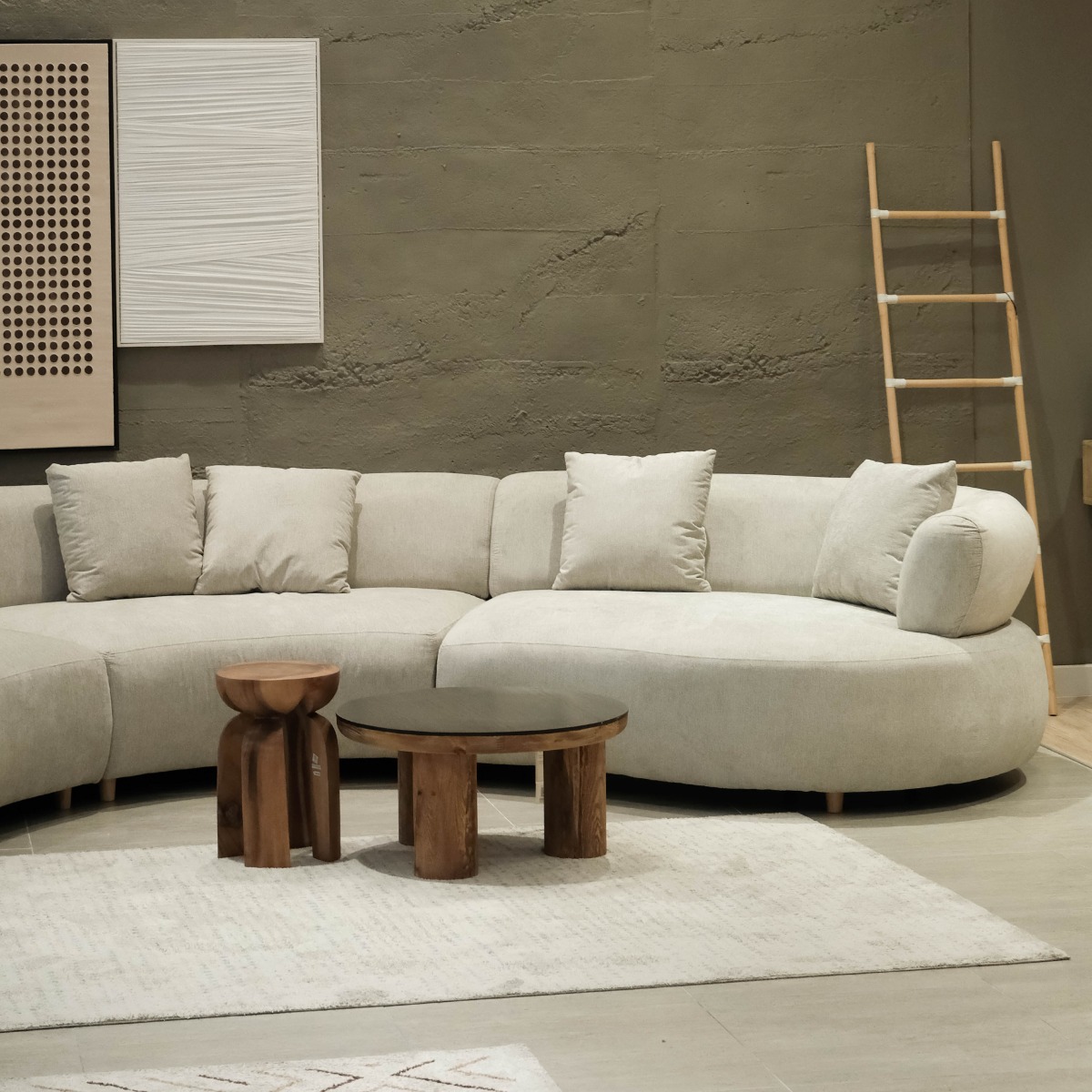 Cleona Sand Grey Curve Corner Sofa