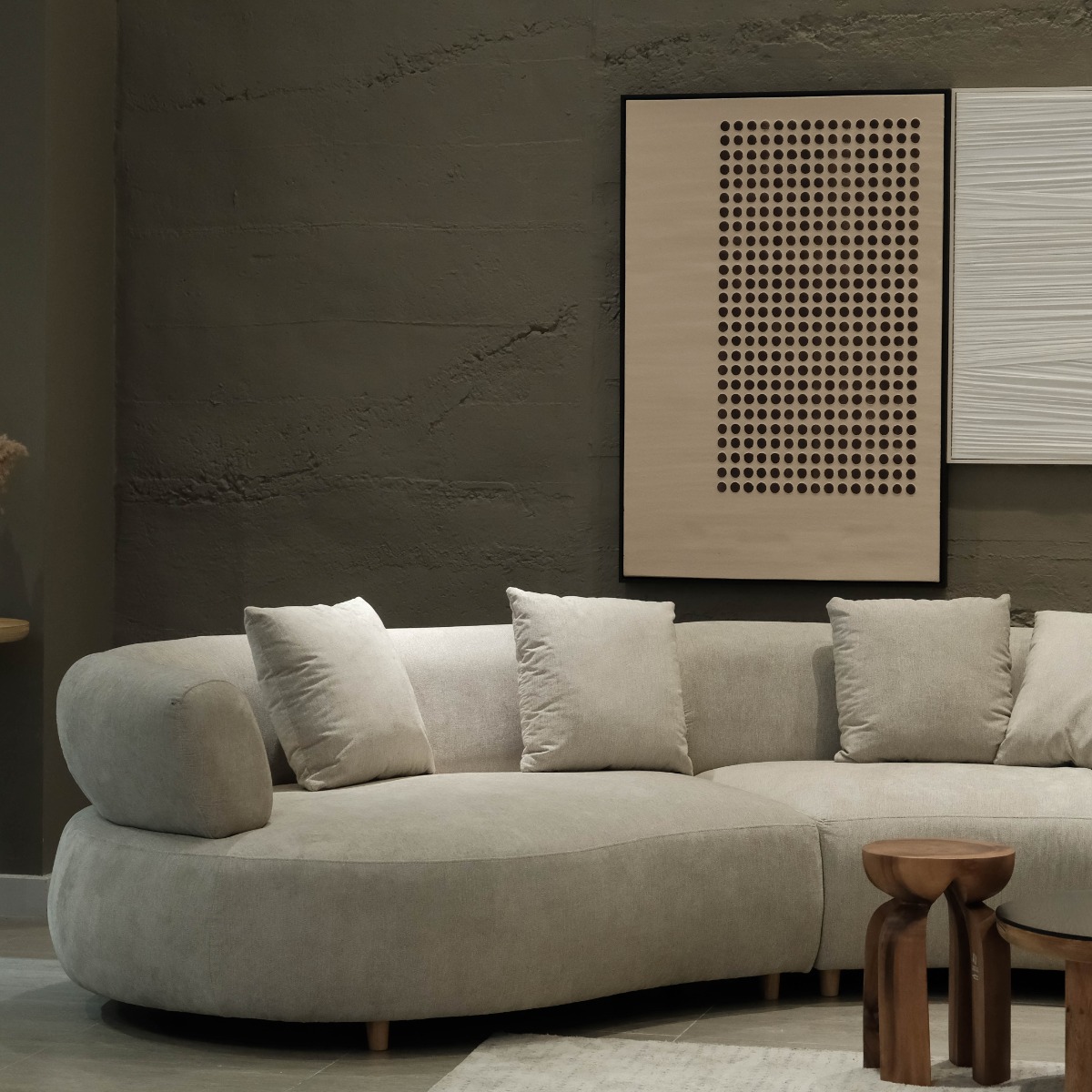 Cleona Sand Grey Curve Corner Sofa