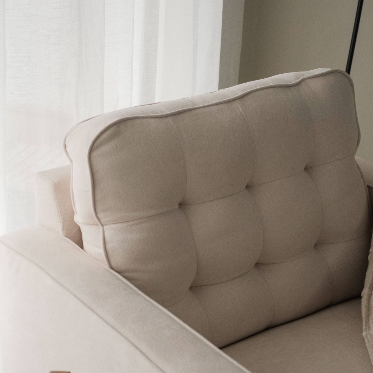 Jane Oatmeal Mid-Century 1 Seater Sofa