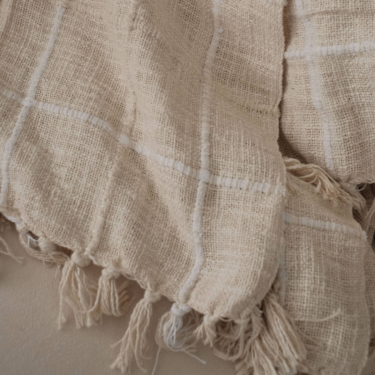 Auth Checked Natural Cotton Throw 125x150
