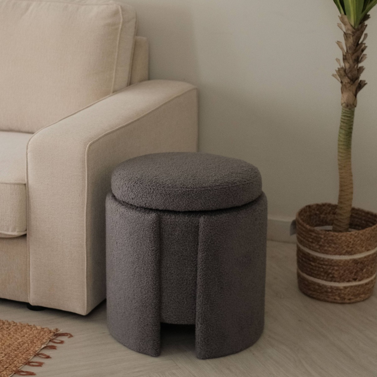 Pluto Teddy Grey Storage Stool