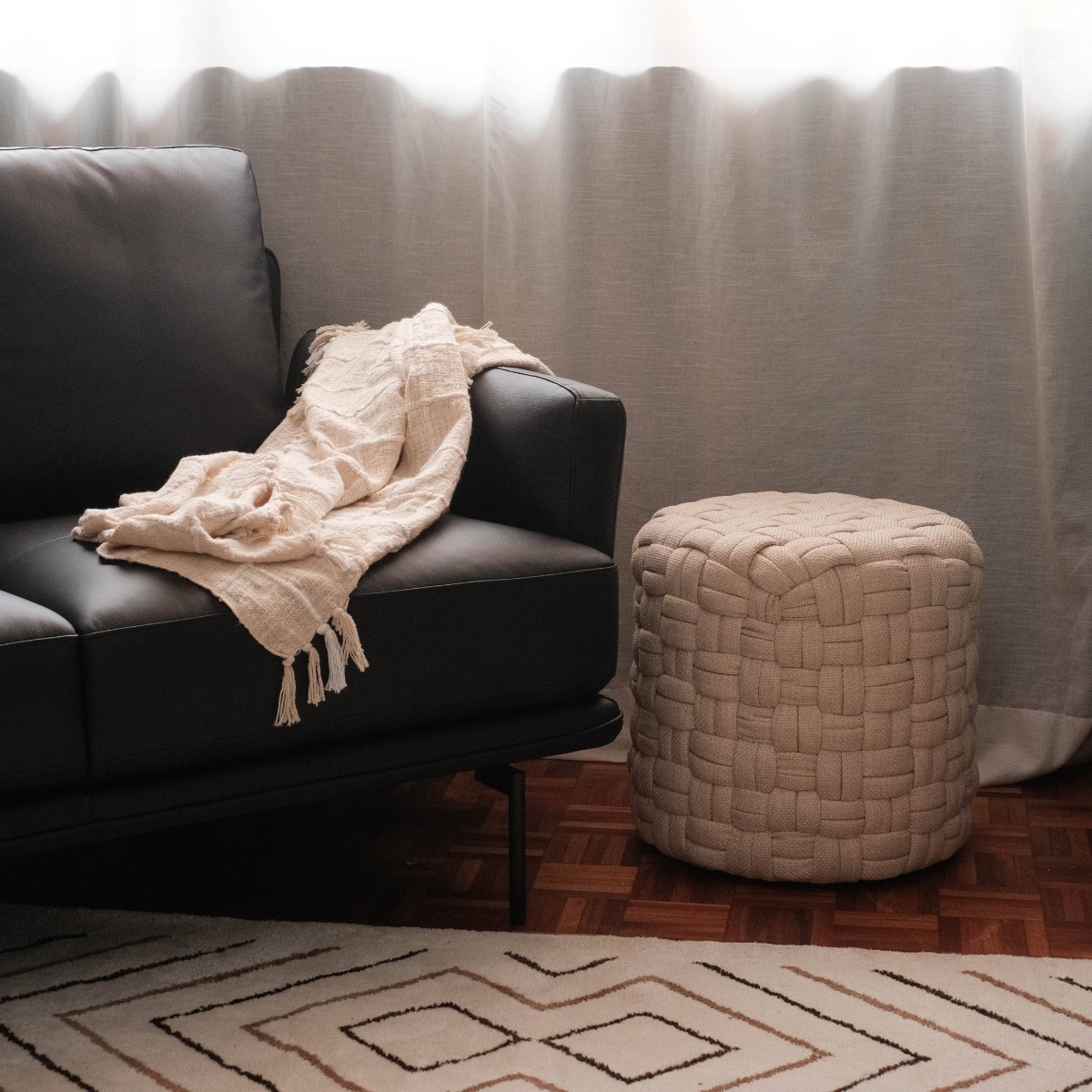 Reya Weave Light Beige Stool