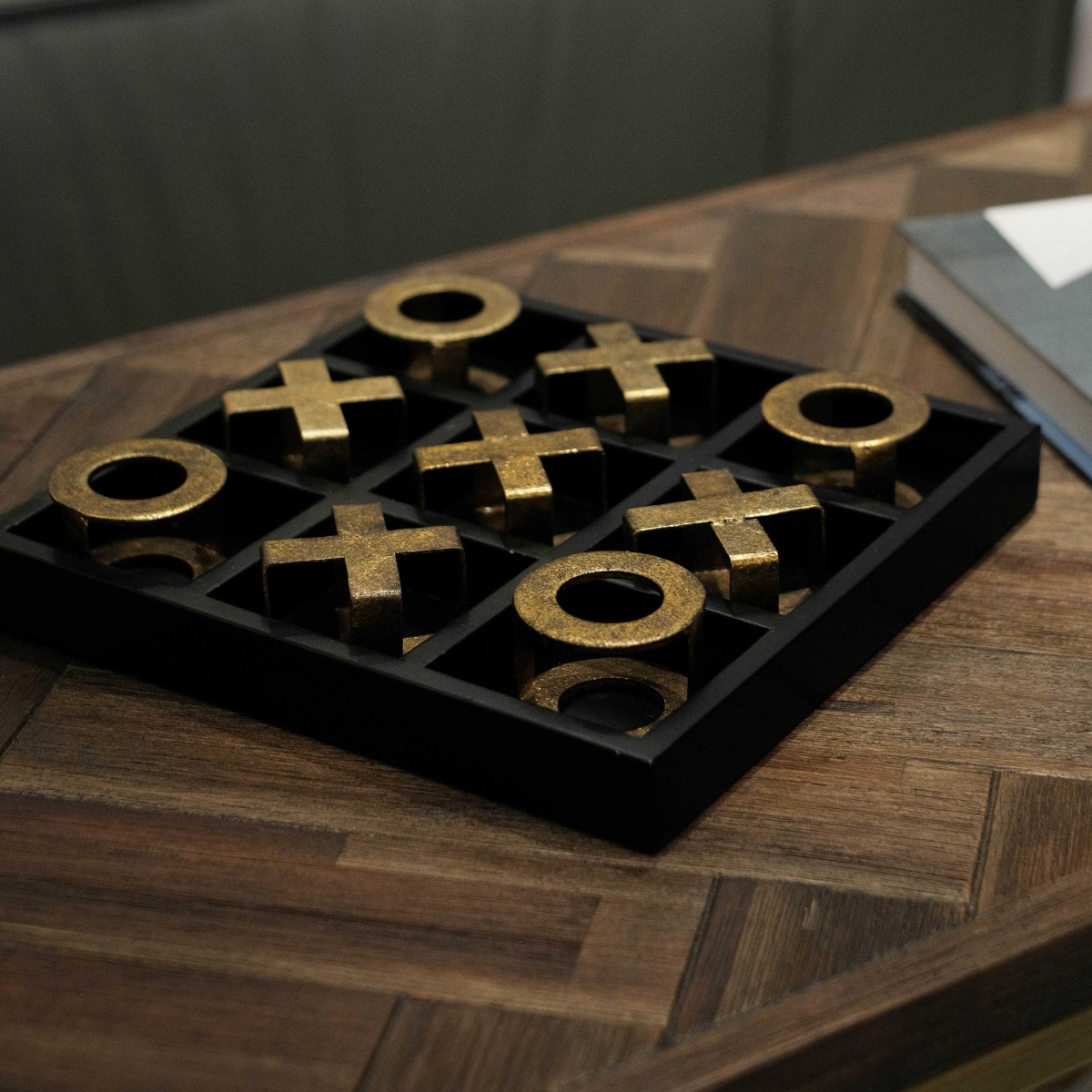 Tic-Tac-Toe Board Game - Gold & Black