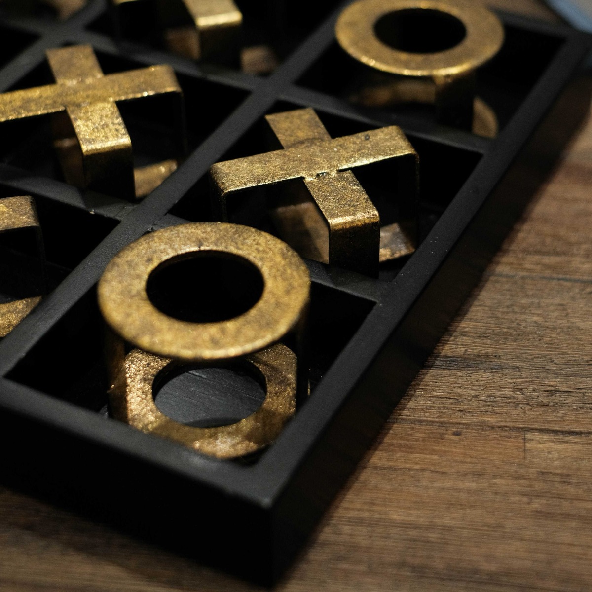 Tic-Tac-Toe Board Game - Gold & Black