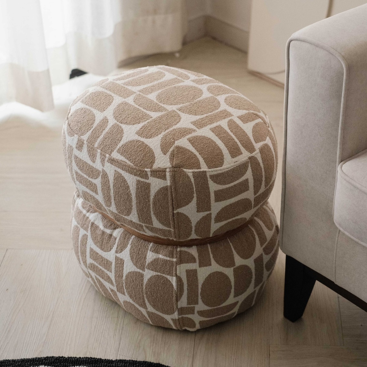 Gio Jacquard Khaki Dining Stool