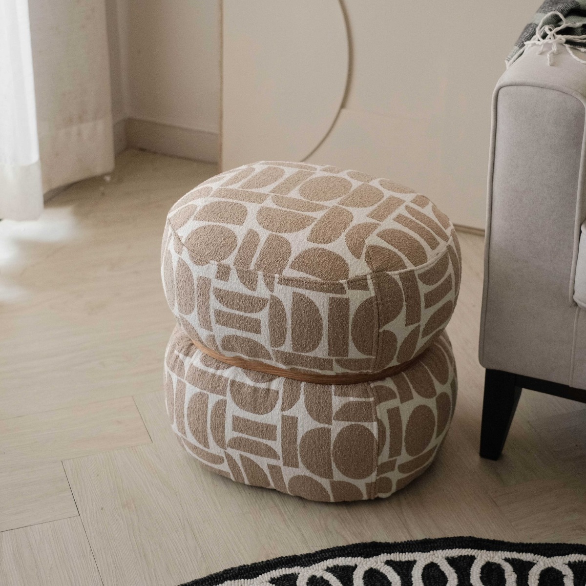 Gio Jacquard Khaki Dining Stool