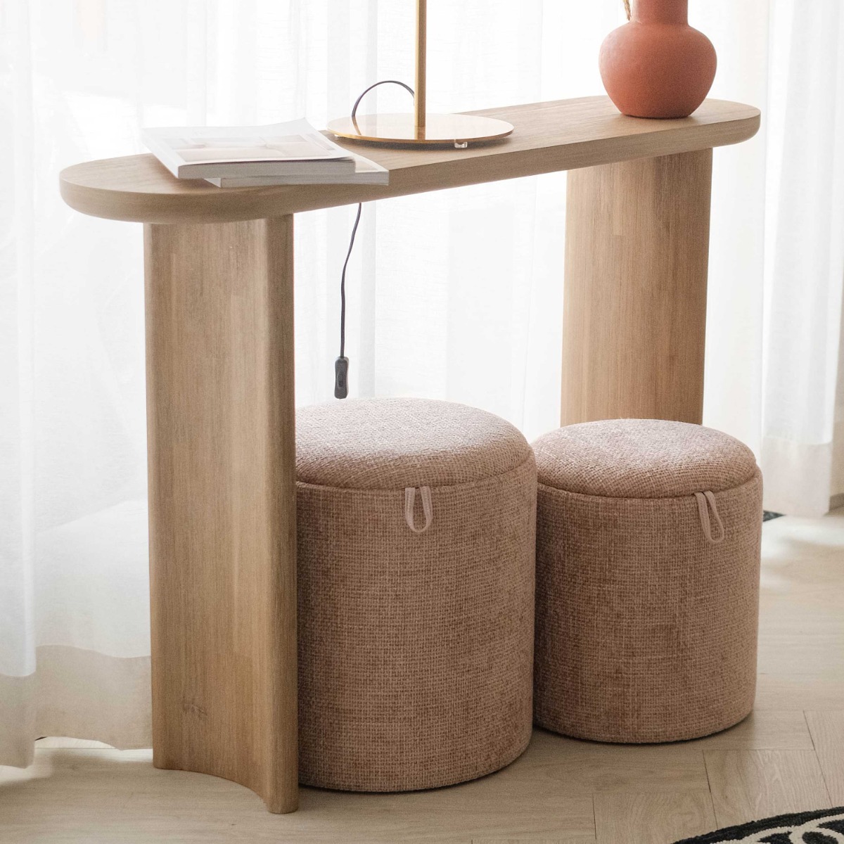 Chella Tea Rose Storage Stool (Set of 2)