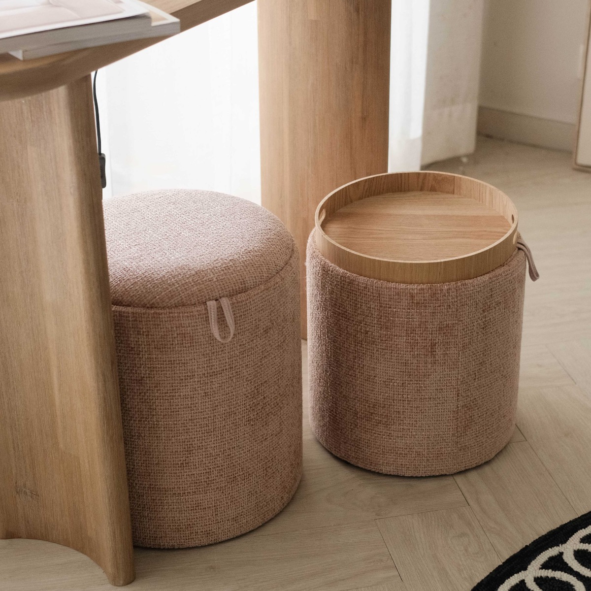 Chella Tea Rose Storage Stool (Set of 2)