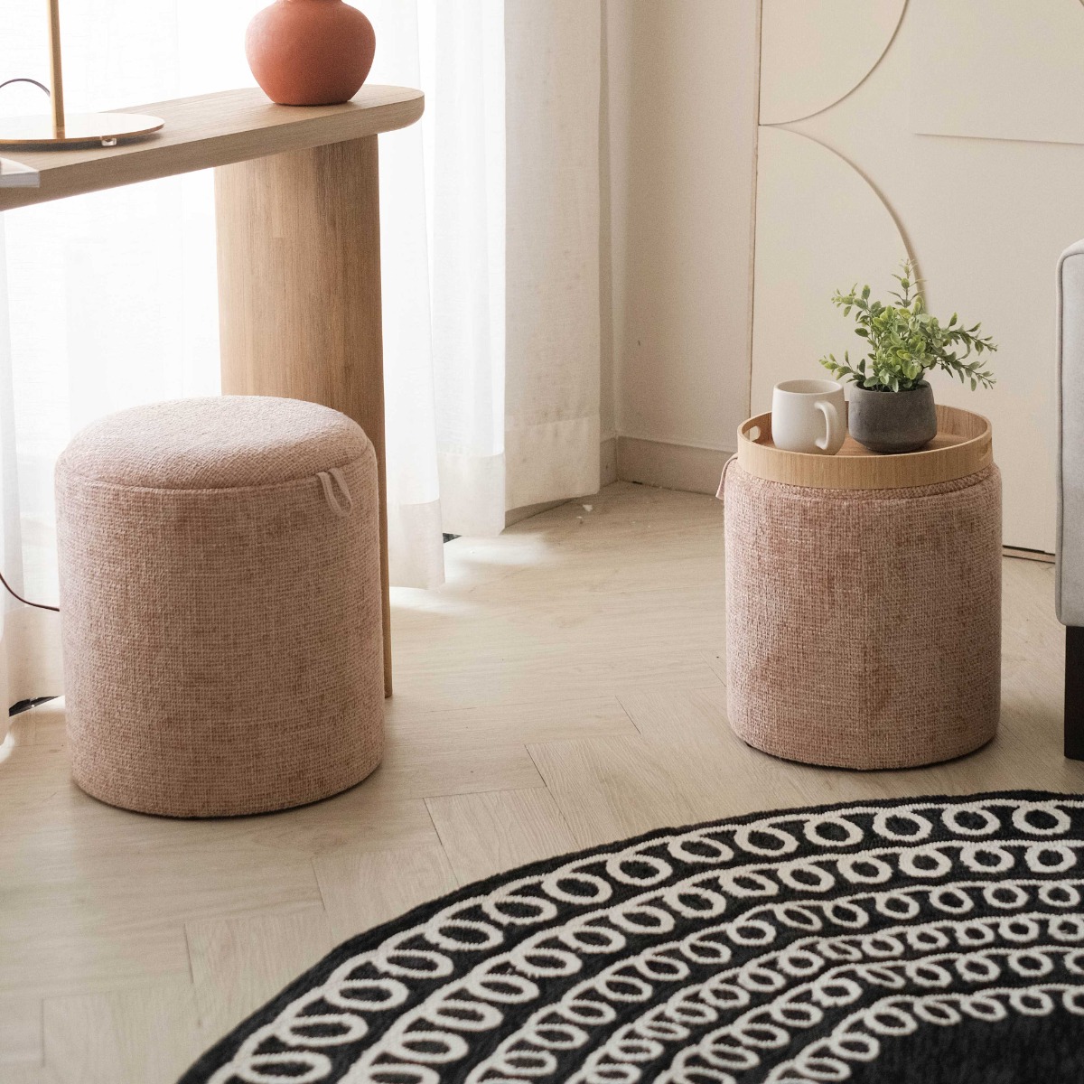 Chella Tea Rose Storage Stool (Set of 2)