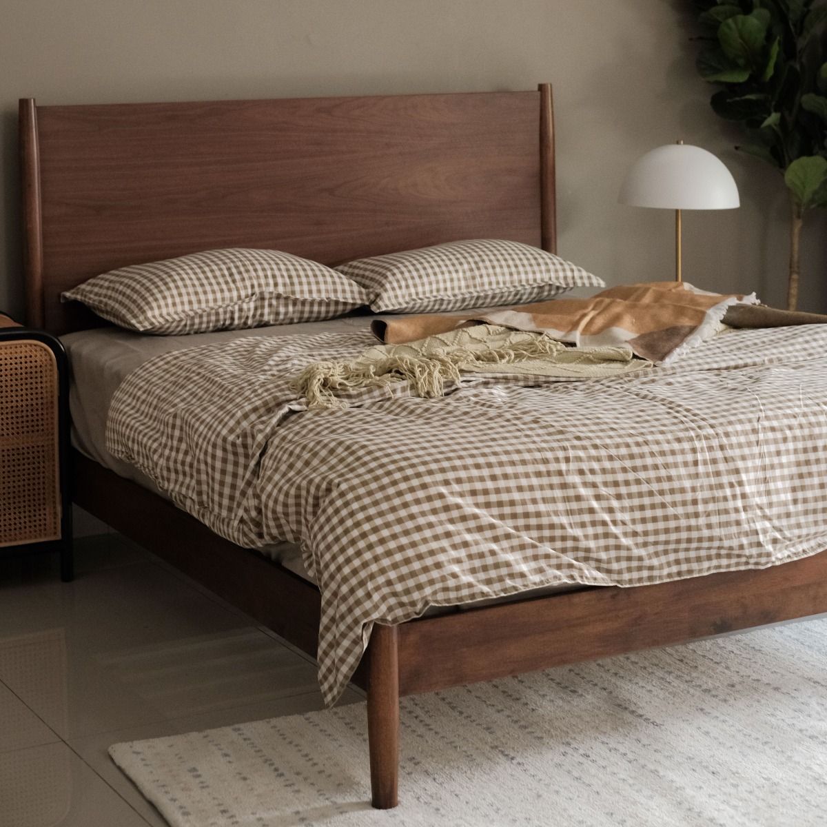 Emil Walnut Mid Century Queen Bed