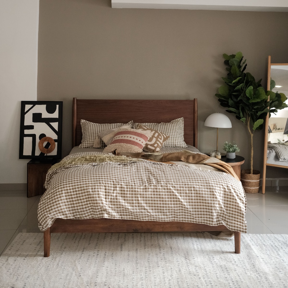 Emil Walnut Mid Century King Bed