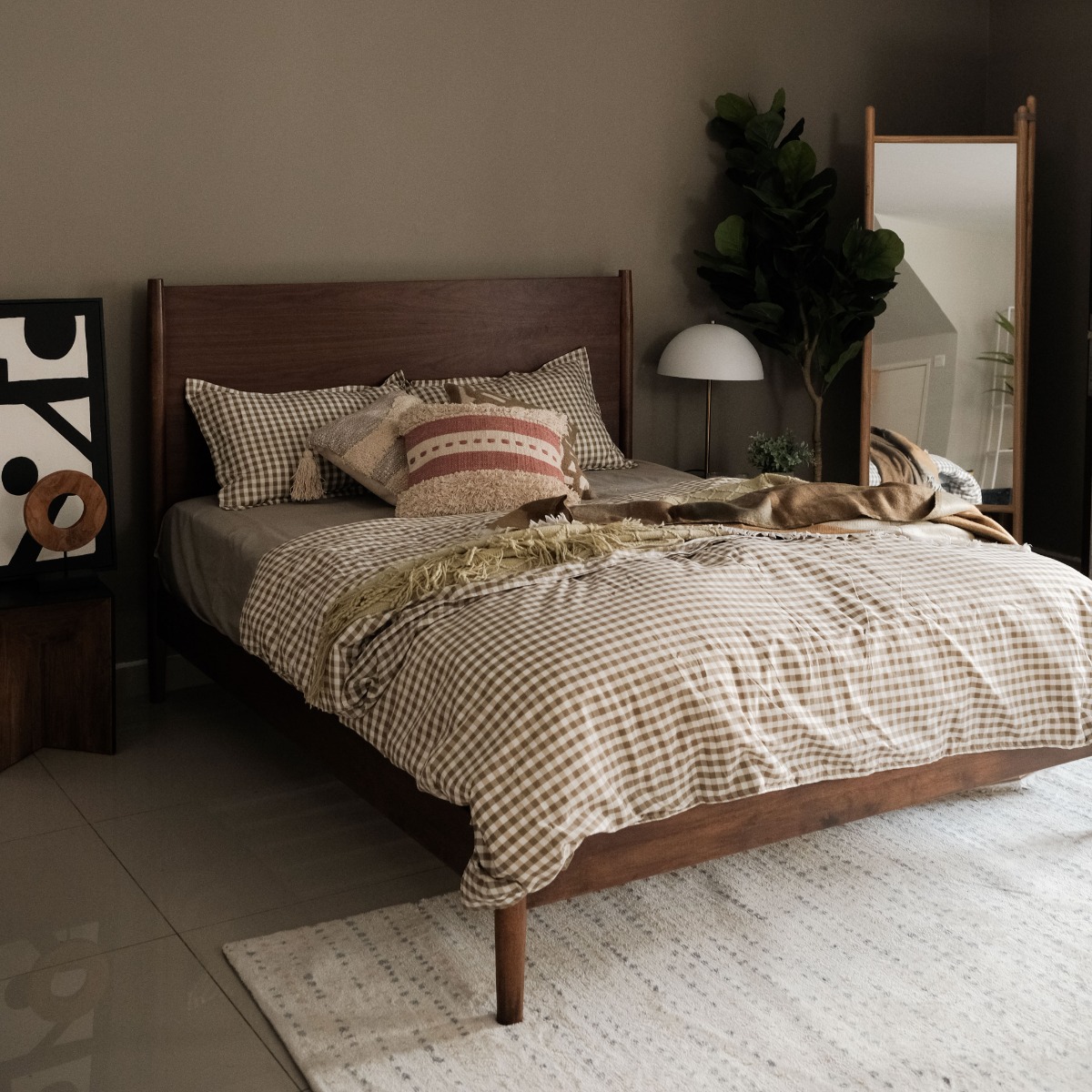 Emil Walnut Mid Century Queen Bed