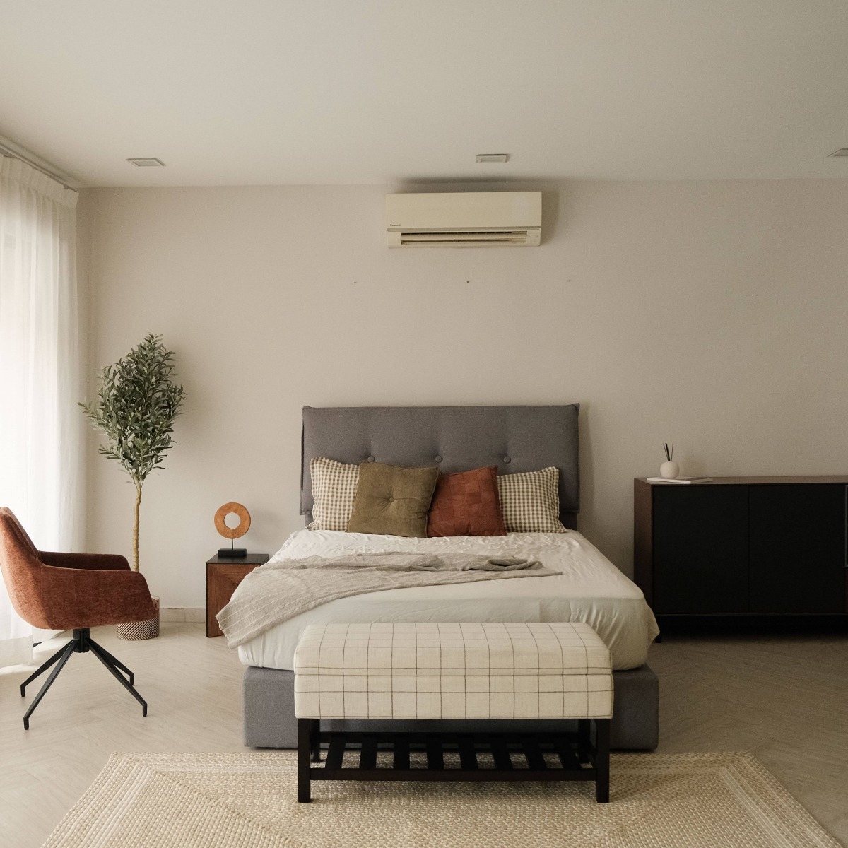 Nora Pebble Grey King Headboard