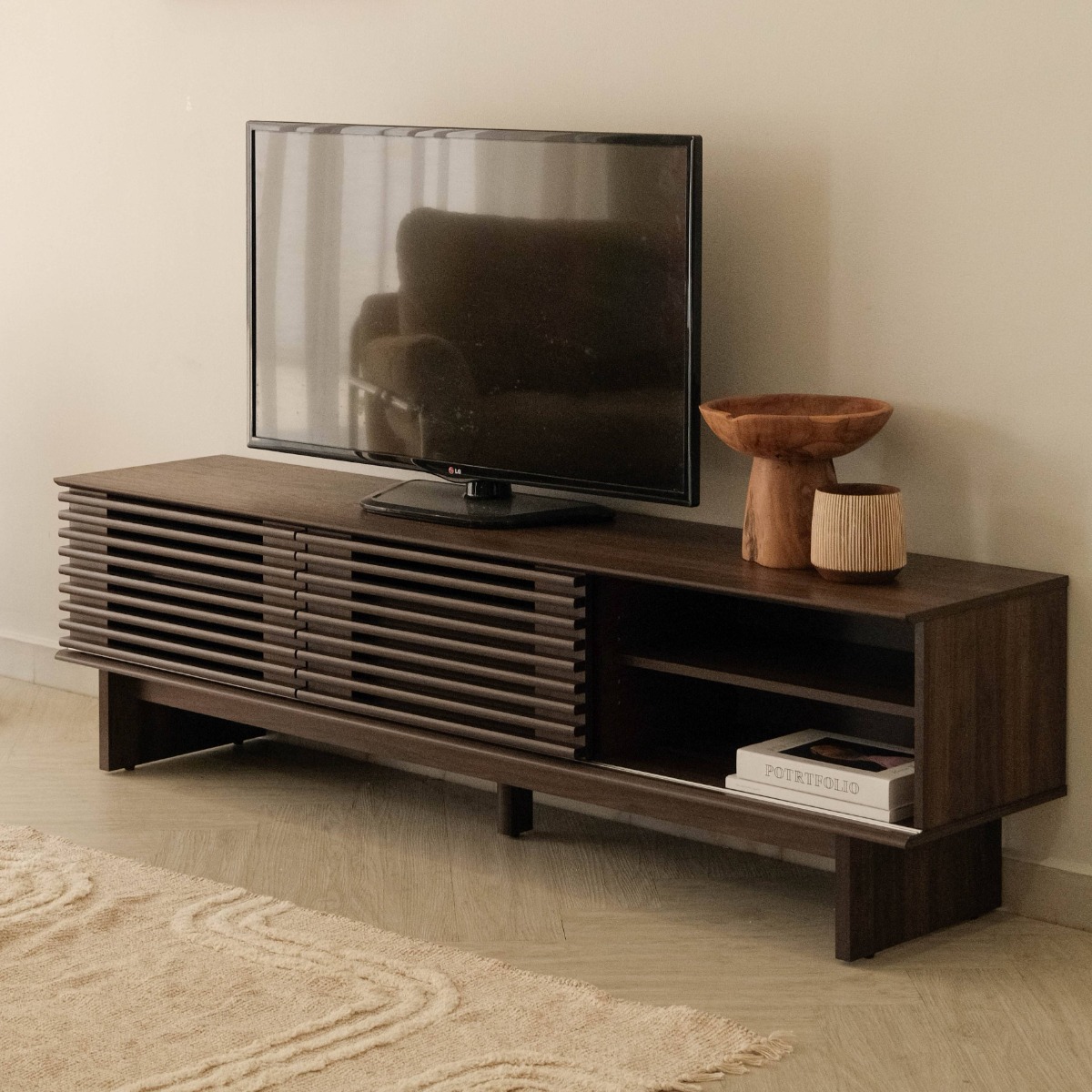 Linear Dark Brown TV Cabinet
