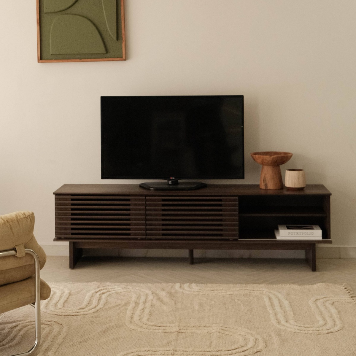 Linear Dark Brown TV Cabinet