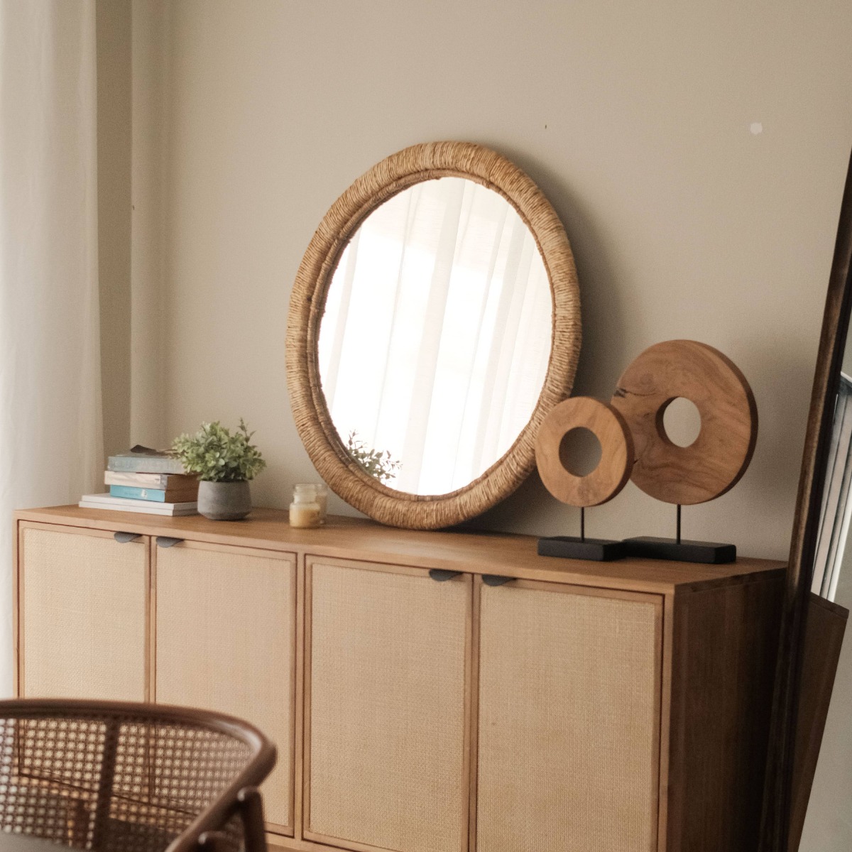Bailey Natural Mirror Dia60cm