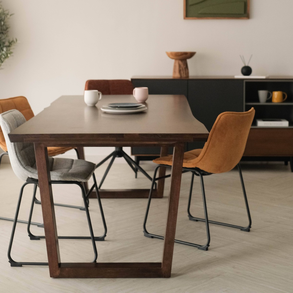 Madeline Cedar Brown Faux Live Edge Dining Table 210cm