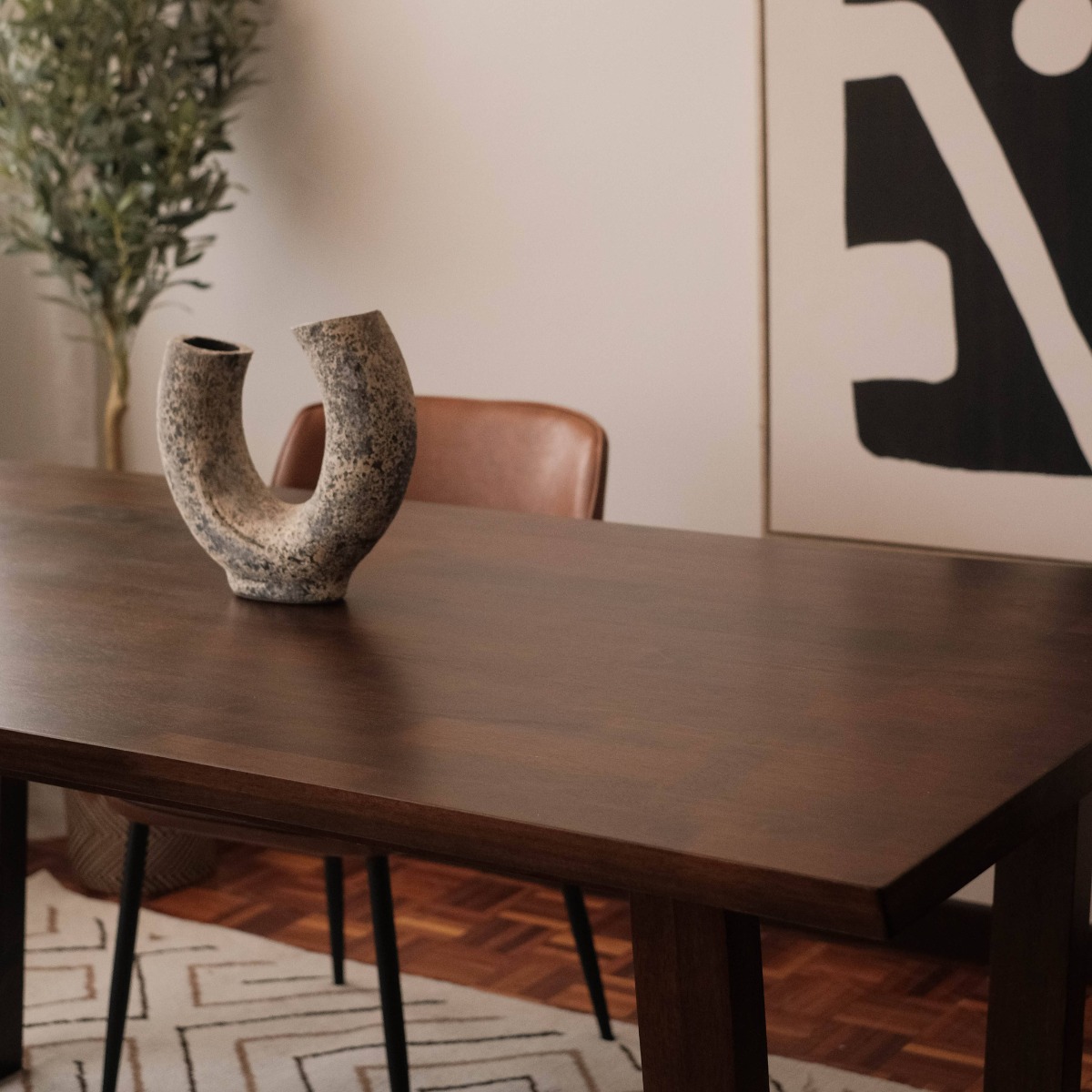 Madeline Cedar Brown Faux Live Edge Dining Table 180cm