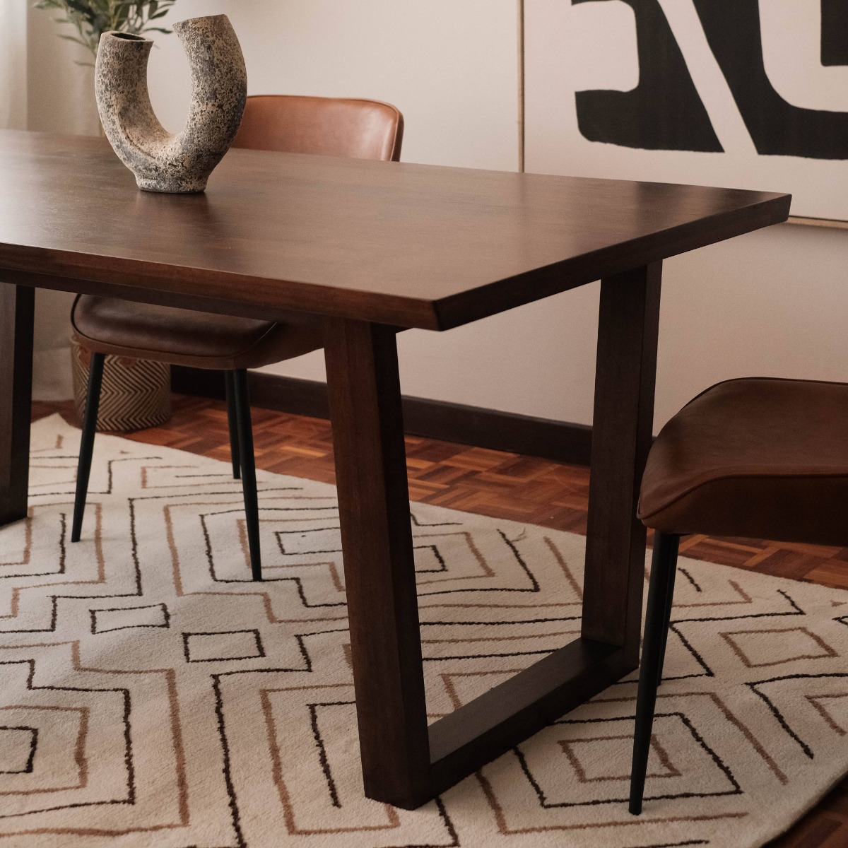 Madeline Cedar Brown Faux Live Edge Dining Table 180cm