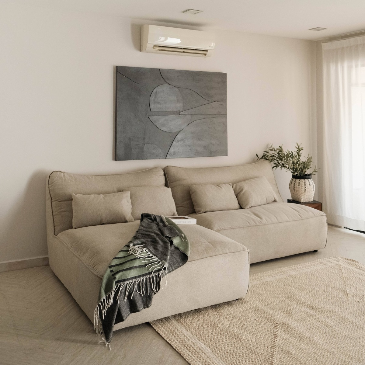 Daphne Stone Grey Modular Armless Chaise