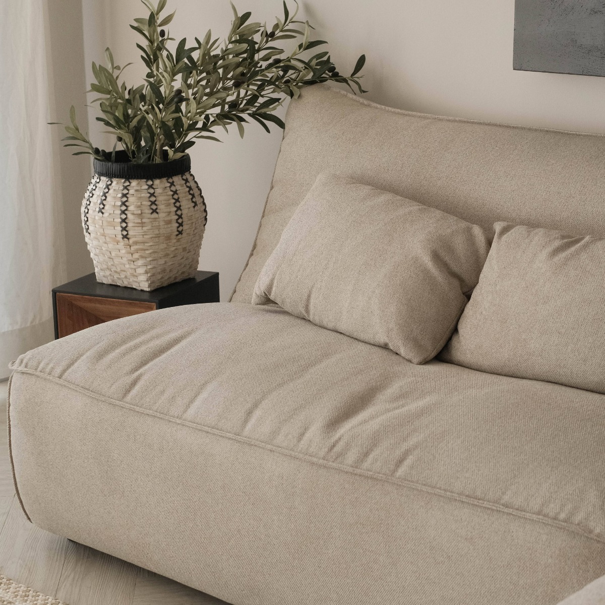 Daphne Stone Grey Wide Armless Sofa