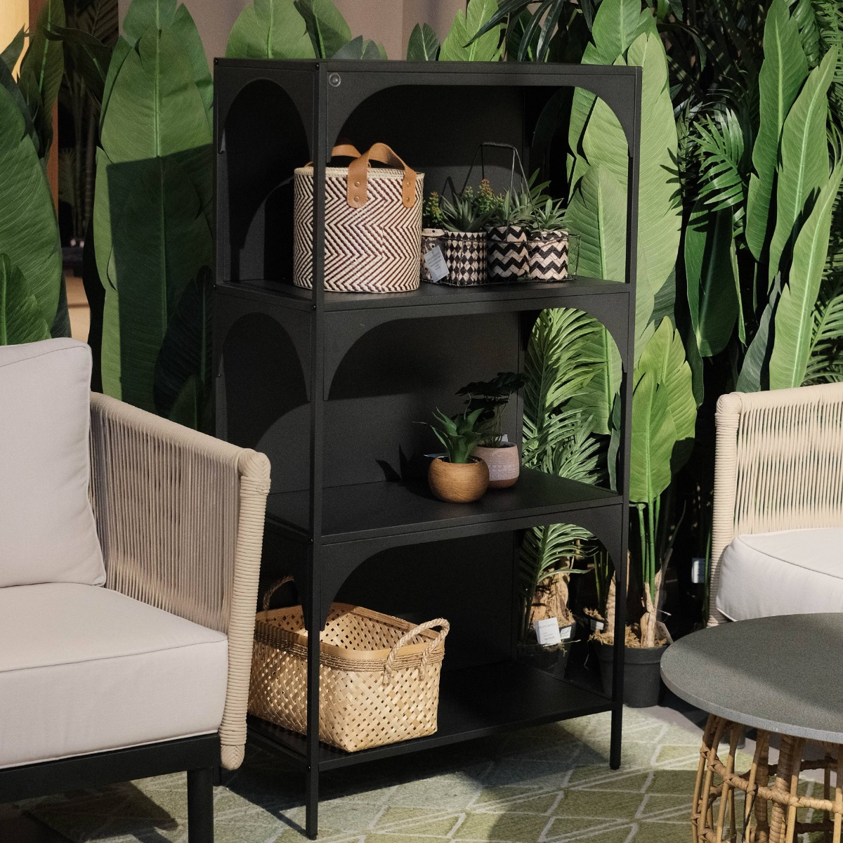 Morocco Matt Black Tall Shelf